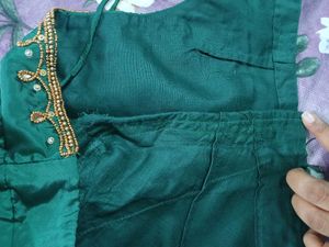 Designer Emerald Green Silk Blouse