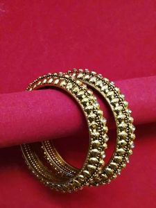 Elegant Gold Bangles with Crystals