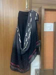 Elegant black parallel with pre drape saree set