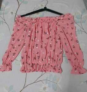 Pink Off-Shoulder Floral Blouse