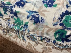 Blue Floral Print Scarf