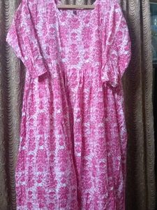 Vibrant Pink Floral Print Kurta