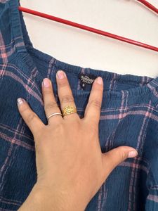 Chic Teal Plaid Smocked Peplum Top