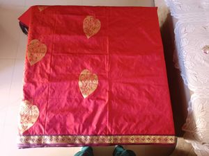 Orange &amp; Dark Coffee Colour Mix Silk Saree Blouse