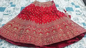 Red Embellished Bridal Lehenga Choli Set