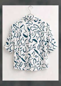 Abstract Print Button-Up Shirt