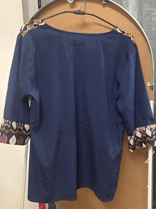 Embroidered Navy Blue Top
