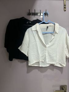 H&M black and white cropped shirts