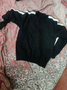 Black Sweatshirt with White Stripes