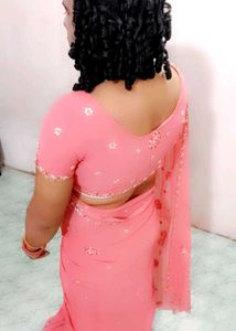 Pink Embellished Sari With Blause 38
