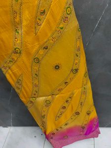 Vibrant Pink &amp; Yellow Saree with blouse