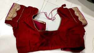 Velvet Blouse Burgundy Colour