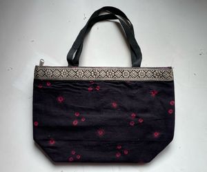 Black and Pink Blockprint Handbag