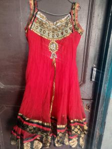 Red Anarkali Kurta with Dupatta
