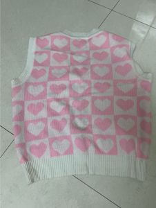 Cute Pink Heart Knit Vest