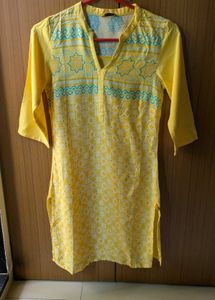 Aurelia Vibrant Yellow Printed Kurta