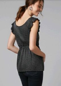 Polka Dot Ruffle Sleeve Top