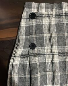 Plaid Mini Skirt with Button Detail