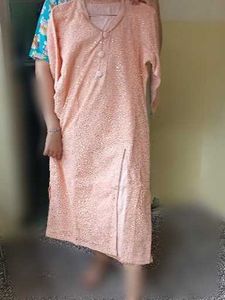 Peach Embroidered Kurti 🌸