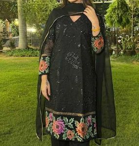 Elegant Black Sequined Kurta Set