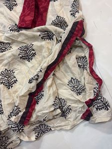 Cream and Black Block Print Kurta