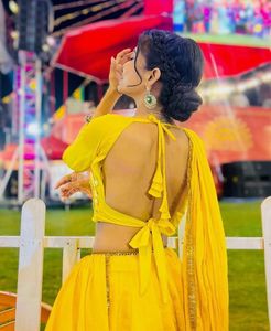 yellow Navratri chaniya choli