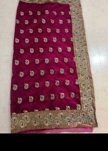 Stunning Magenta Embroidered Saree