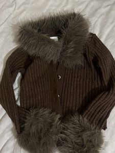 Chic Faux Fur Trimmed Cardigan
