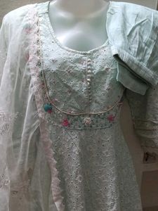 Light Blue Embroidered Kurta Set