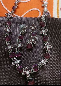 Amethyst Floral Necklace & Earring Set