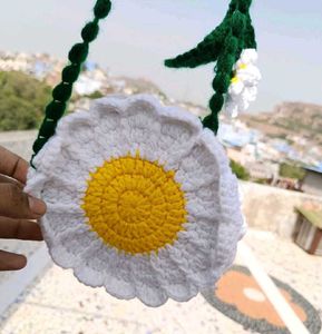 Handmade Daisy Crochet Sling Bag