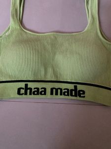 Lime Green Ribbed Sports Bra