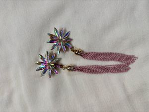 Sparkling Flower Tassel Earrings
