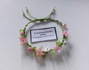 Floral Beaded Cord Bracelet