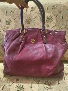 Authentic MCM Burgundy Leather Bag