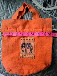 Cute Orange Drawstring Pouch with Elephant