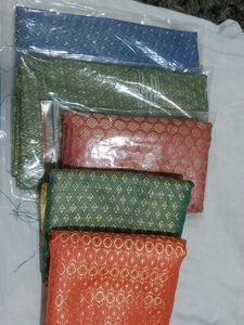 Vibrant Brocade Blouse Material Set of 5 pieces