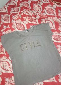 Stylish Grey T-Shirt with Embellishments