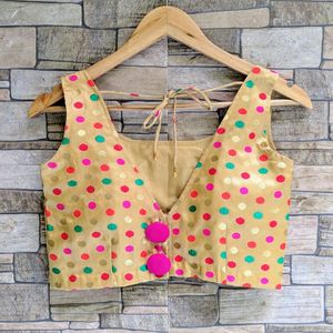 Vibrant Polka Dot Ethnic Blouse