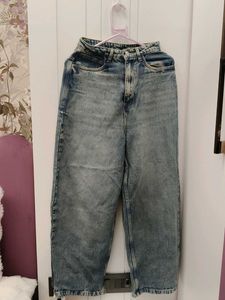 Vintage Wash Wide Leg Jeans