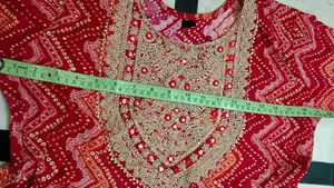 Stunning Red Bandhani Kurta with dupatta