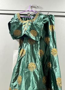 Emerald Green Embroidered Lehenga Choli Set