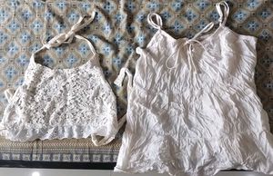 Combo White Crop Top & Camisole Set
