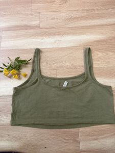 Olive Green Cropped Tank Top