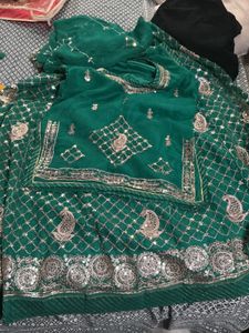 Embellished Emerald Green rajputi poshak