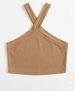 Ribbed Halter Neck Crop Top