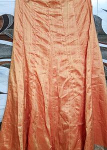 Elegant Orange Embroidered Skirt