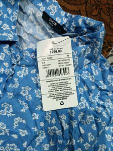 Blue Floral Print Button-Up Shirt