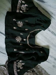 Elegant Green Zardosi stones work Saree