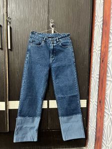 Two-Tone Wide Leg Jeans
